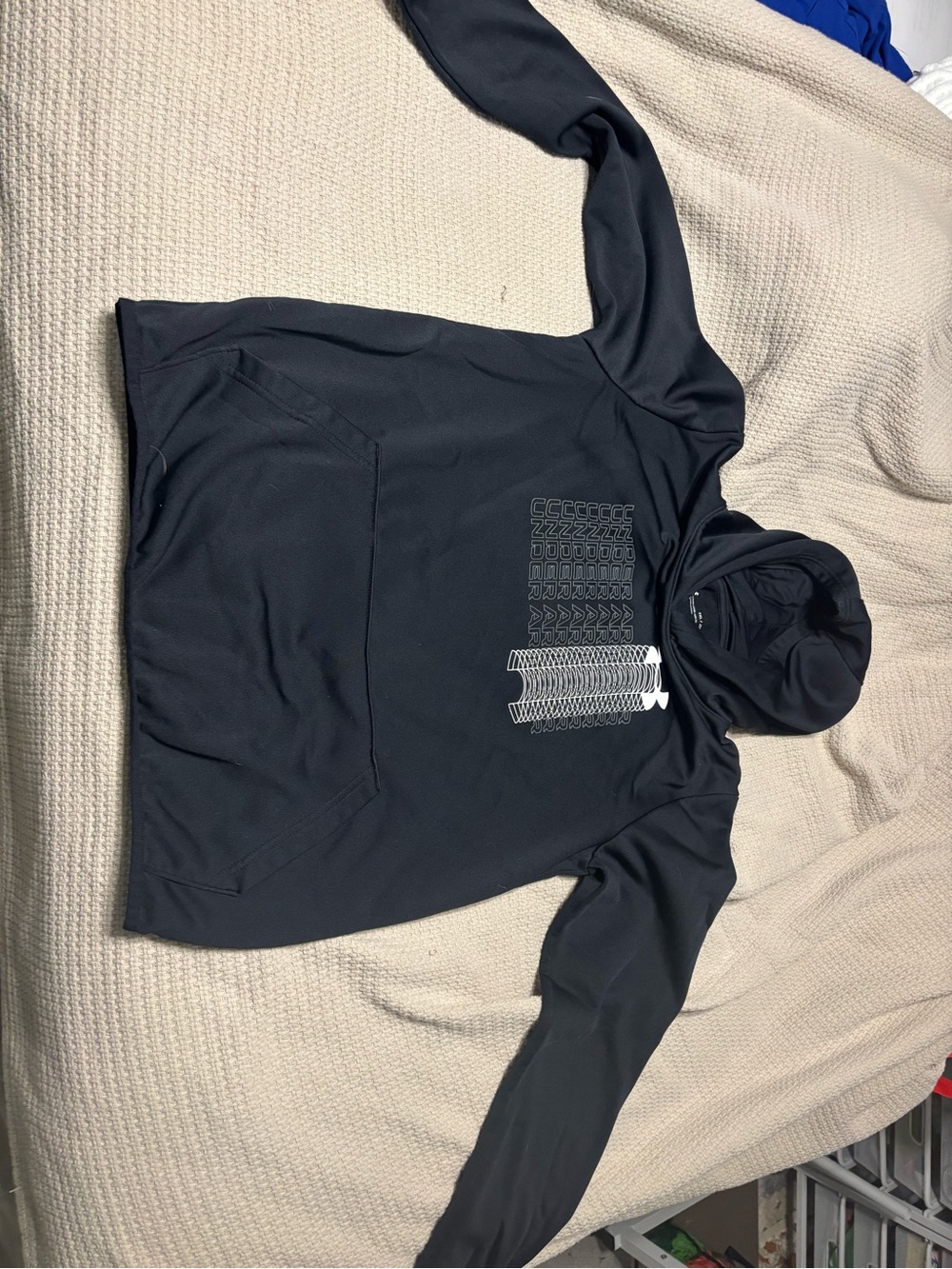 Under Armour Black Youth Pullover Hoodie with Vertical Graphic